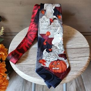 Halloween Themed Tie with Ghost and Pumpkin Design